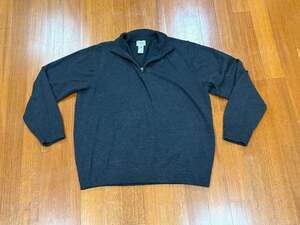 L.L. Bean Men's 100% Merino Wool 1/4 Zip Pullover Sweater Gray Size XL Clean